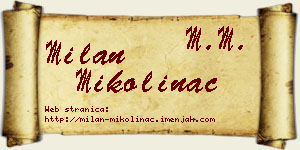 Milan Mikolinac vizit kartica